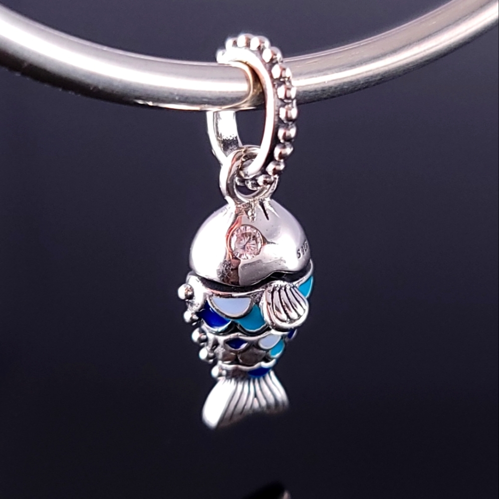 Pandora Summer 2021 Blue Scale Fish Silver Charm